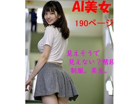 AI 見えそうで見えない？階段 制服。美女。190ページ_0