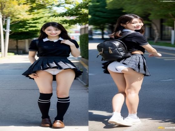 ニーハイソックスが似合う生足がきれいな制服女子