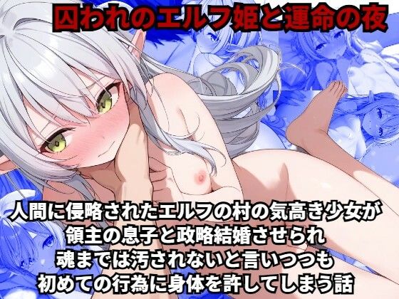 【囚われのエルフ姫と運命の夜】人間に侵略されたエルフの村の気高き少女が、領主の息子と政略結婚させられ、魂までは汚されないと言いつつも初めての行為に身体を許してしまう話