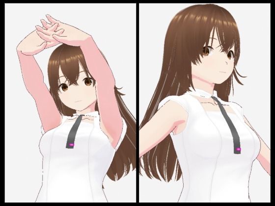 白い洋服の美女がポーズをとる（セリフなし  3DCGモデル  イラスト集）